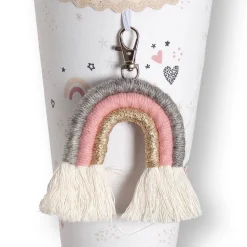 Schultüte Mädchen, Stoffschultüte Makramee Regenbogen , Schultüte aus Stoff, Schultüte mit Namen