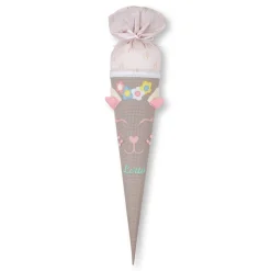 Schultüte Mädchen, Stoffschultüte Katze, Schultüte aus Stoff, Schultüte mit Namen