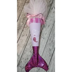 Schultüte Meerjungfrau aus Stoff / 70cm für Mädchen I Mittelteil lila I mit Schwanzflosse pink