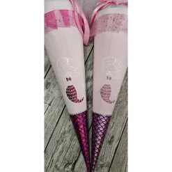 Schultüte Meerjungfrau aus Stoff / 70cm für Mädchen I Mittelteil lila I mit Schwanzflosse rosa