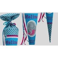 Schultüte Meerjungfrau Stern, Muschel, Glitzer Schuppenstoff