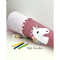 Schultüte mit Einhorn-Applikation inkl. Namensstick