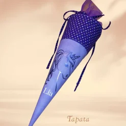 Schultüte mit Namen / Vorschultüte mit Namen, Geschwister Schultüte - Einhorn lila