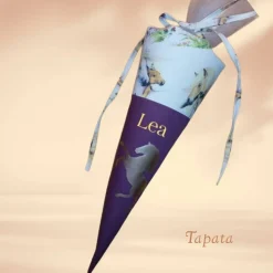 Schultüte mit Namen / Vorschultüte mit Namen, Geschwister Schultüte - Pferd metallic