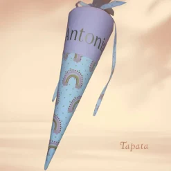 Schultüte mit Namen / Vorschultüte mit Namen, Geschwister Schultüte - Regenbogen weiß