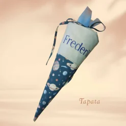 Schultüte mit Namen / Vorschultüte mit Namen, Geschwister Schultüte - Weltraum blau braun