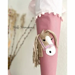 Schultüte mit Pony Lulu-Applikation hellbraun inkl. Namensstick