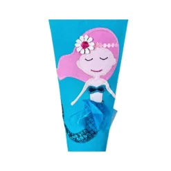 Schultüte Nixe, Zuckertüte türkis mit Namen bestickt, aufwendige Stoff-Schultüte