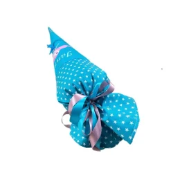 Schultüte Nixe, Zuckertüte türkis mit Namen bestickt, aufwendige Stoff-Schultüte