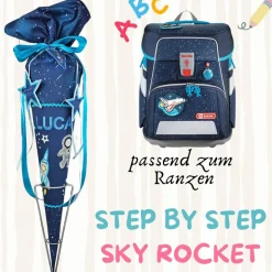 Schultüte passend zum Ranzen Sky Rocket von Step by Step | Leuchtet im Dunkeln | Zuckertüte 70 cm bestickt | Einschulung
