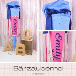 Schultüte passend zum Ranzen Bärzaubernd von Ergobag | Zuckertüte 70 cm bestickt | Einschulung