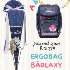 Schultüte passend zum Ranzen Bärlaxy von Ergobag | Zuckertüte 70 cm bestickt | Einschulung