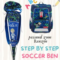 Schultüte passend zum Ranzen Soccer Ben von Step by Step | Zuckertüte 70 cm bestickt | Einschulung | mit Anhänger
