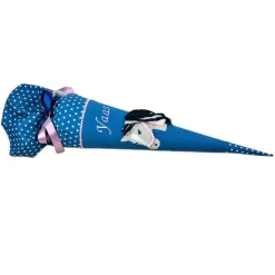 Schultüte Pferd blau; passend zu Step by Step Ranzen Horse Lima, Stoff-Schultüte für Mädchen