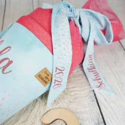 Schultüte Pferd Hellblau Koralle mit Glitzer Tüll 70cm 85cm   *personalisierbar Step by Step Butterfly Nigh