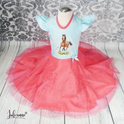 Schultüte Pferd Hellblau Koralle mit Glitzer Tüll 70cm 85cm   *personalisierbar Step by Step Butterfly Nigh