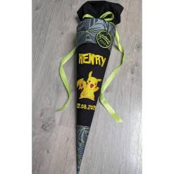 Schultüte Pokemon, Pikachu, Step by Step, Zuckertüte 70cm Stoff, Stickereien, Name inklusive