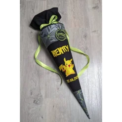 Schultüte Pokemon, Pikachu, Step by Step, Zuckertüte 70cm Stoff, Stickereien, Name inklusive
