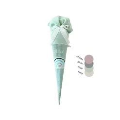 Schultüte Rainbow aus Waffelpique in mint, mit Regenbogen, mit Namen bestickt, in Pastellfarben