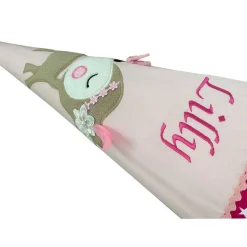 Schultüte Reh in rosa/pink, Schultüte Stoff, Stoff-Schultüte für Mädchen