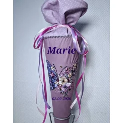 Schultüte Schmetterling personalisierbar – Zuckertüte mit Stickerei, 70 cm, Erinnerungsgeschenk