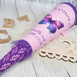 Schultüte Schmetterling Rosa Lila mit Tüll 70cm 85cm   *personalisierbar Step by Step Butterfly Night Ina