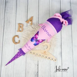 Schultüte Schmetterling Rosa Lila mit Tüll 70cm 85cm   *personalisierbar Step by Step Butterfly Night Ina