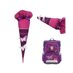 Schultüte Schmetterling, Zuckertüte aus Stoff mit 3D Schmetterlingen, Schultüte für Mädchen