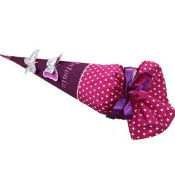 Schultüte Schmetterling, Zuckertüte aus Stoff mit 3D Schmetterlingen, Schultüte für Mädchen