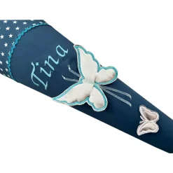 Schultüte Schmetterling, Zuckertüte aus Stoff mit 3D Schmetterlingen, Schultüte für Mädchen