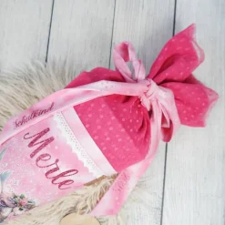 Schultüte Stoff + Tüll Alicorn Pegasus rosa Pink  Tüll  70cm 85cm   *personalisierbar und mit Kisseninlet