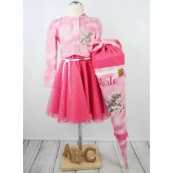 Schultüte Stoff + Tüll Alicorn Pegasus rosa Pink  Tüll  70cm 85cm   *personalisierbar und mit Kisseninlet