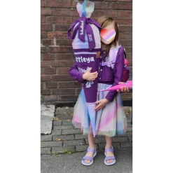 Schultüte Stoff + Tüll Alicorn Pegasus Lila Bunt Glitzer  70cm 85cm   *personalisierbar und mit Kisseninlet