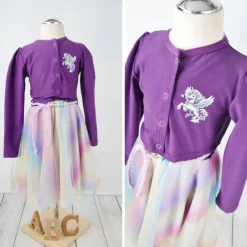 Schultüte Stoff + Tüll Alicorn Pegasus Lila Bunt Glitzer  70cm 85cm   *personalisierbar und mit Kisseninlet