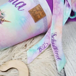 Schultüte Stoff + Tüll Alicorn Pegasus Bunt Lila Tüll  70cm 85cm   *personalisierbar und mit Kisseninlet