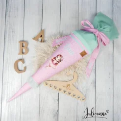 Schultüte Stoff + Tüll Ballerina Glitzer Rosa Mint 70cm 85cm   *personalisierbar und mit Kisseninlet