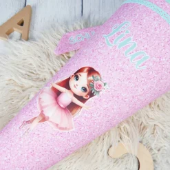Schultüte Stoff + Tüll Ballerina Glitzer Rosa Mint 70cm 85cm   *personalisierbar und mit Kisseninlet