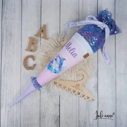 Schultüte Stoff + Tüll Delfin Farbverlauf Folien Tüll 70cm 85cm   *personalisierbar Step by Step Dolphin Finja