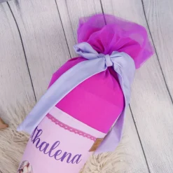 Schultüte Stoff + Tüll Meerjungfrau und Schildkröten Flieder PinkTüll  70cm 85cm   *personalisierbar und mit Kisseninlet
