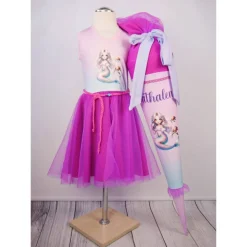 Schultüte Stoff + Tüll Meerjungfrau und Schildkröten Flieder PinkTüll  70cm 85cm   *personalisierbar und mit Kisseninlet