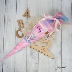 Schultüte Stoff + Tüll Monddrache Glitzer Regenbogen bunt   70cm 85cm   *personalisierbar und mit Kisseninlet