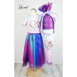 Schultüte Stoff Ballerina Fee Schmetterlinge Lila mint Rosa mit Tüll 70cm 85cm   *personalisierbar und mit Kisseninlet