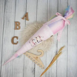 Schultüte Stoff Ballerina Hase Rosa Regenbogen Glitzer  Tüll 70cm 85cm   *personalisierbar und mit K