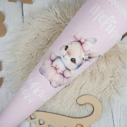 Schultüte Stoff Ballerina Hase Rosa Regenbogen Glitzer  Tüll 70cm 85cm   *personalisierbar und mit K