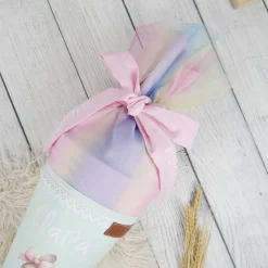 Schultüte Stoff Ballerina Hase Mint Rosa mit Tüll 70cm 85cm   *personalisierbar und mit Kisseninlet