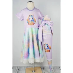 Schultüte Stoff Einhorn im Blumenkorb Flieder Holo Glitzer 70cm 85cm   *personalisierbar und mit Kisseninlet