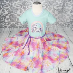 Schultüte Stoff Einhorn Regenbogen Mint bunte Blumen 70cm 85cm   *personalisierbar und mit Kisseninlet