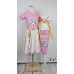 Schultüte Stoff Einhorn Rosa Gold 70cm 85cm   *personalisierbar und mit Kisseninlet