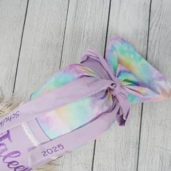 Schultüte Stoff Glitzer Regenbogen Schmetterlinge Flieder Bunt 70cm 85cm   *personalisierbar und mit Kisseninlet