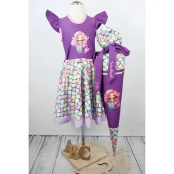 Schultüte Stoff Meerjungfrau Lila bunte Schuppen 70cm 85cm   *personalisierbar und mit Kisseninlet